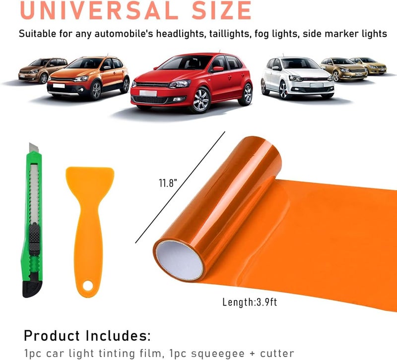 KVAEY Car Light Tint Film, 12×48 Inch Tint Vinyl Wrap Film Roll with Squeegee and Cutter, Self-Adhesive Film Sticker for Car Headlights Tail Lights Fog Lights, Car Accessories - Image 2